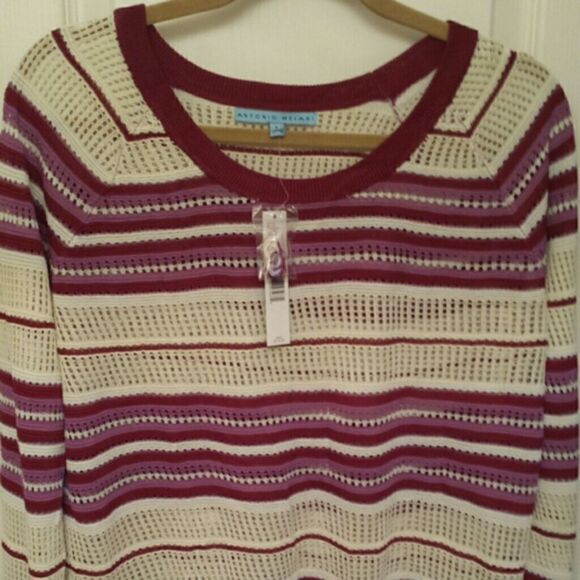 Antonio Melani Cream and Wine Sweater - Picture 1 of 3